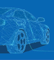 Low poly style design vector of EV Car or Electric vehicle at charging station with the power cable supply plugged Eco-friendly sustainable energy concept  Wireframe light connection structure 