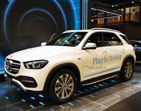 New Mercedez Benz Plug in hybrid EV car at Bangkok International motor show, Bangkok, Thailand  4 April 2021