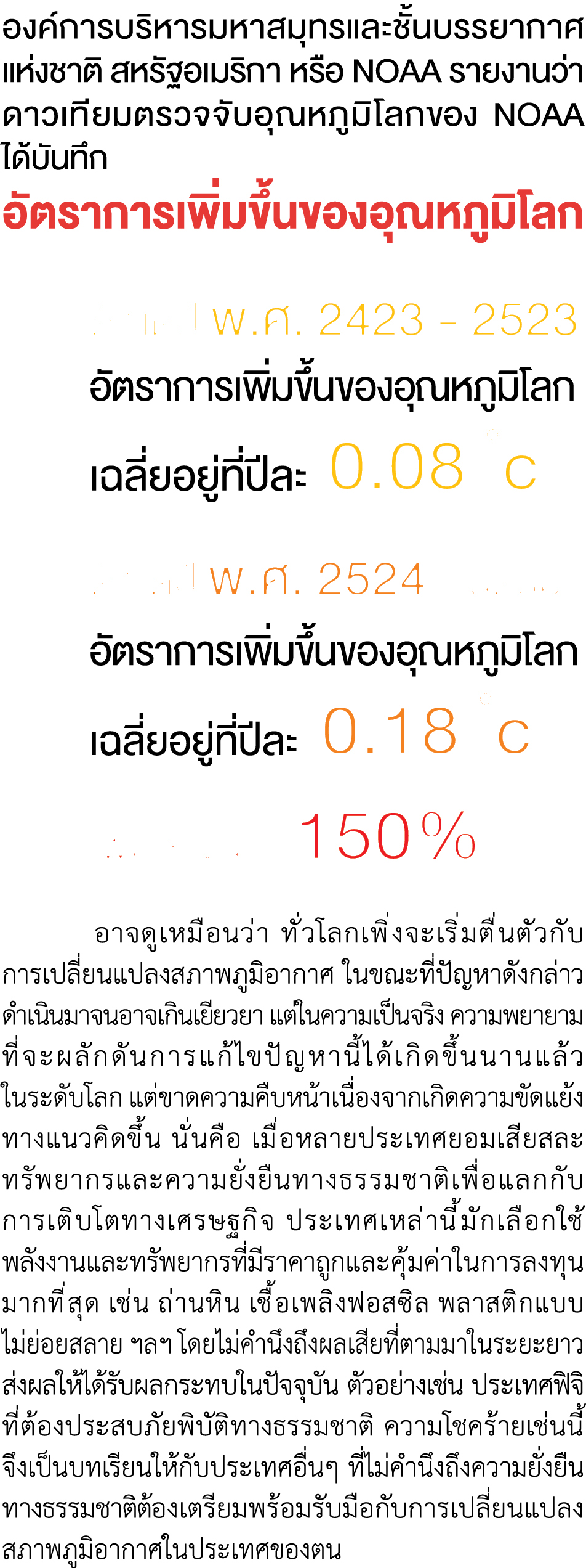 องค์การบริหารมหาสมุทรและชั้นบรรยากาศ แห่งชาติ สหรัฐอเมริกา หรือ NOAA รายงานว่า ดาวเทียมตรวจจับอุณหภูมิโลกของ NOAA ได้...