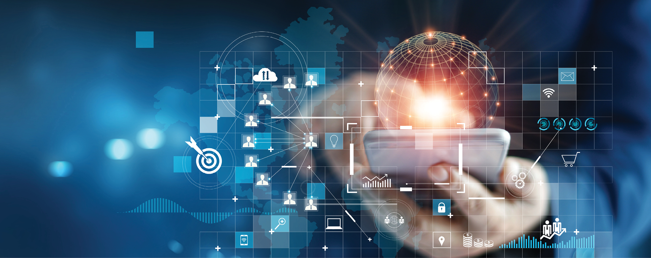 Businessman using mobile smartphone on global network connection on investor and customer with sale data exchange and development of business. Technology and digital marketing. Financial and banking. 