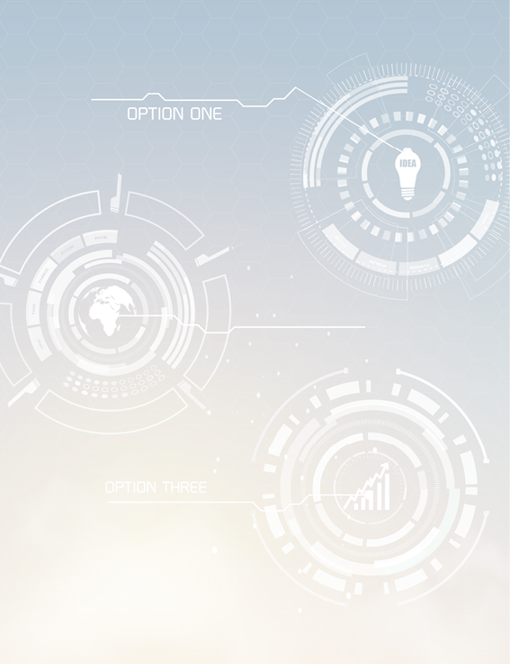 Digital virtual infographic template with abstract shapes business icons and three options on light background vector illustration