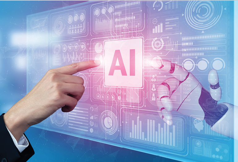 3D rendering artificial intelligence AI research of robot and cyborg development for future of people living. Digital data mining and machine learning technology design for computer brain.