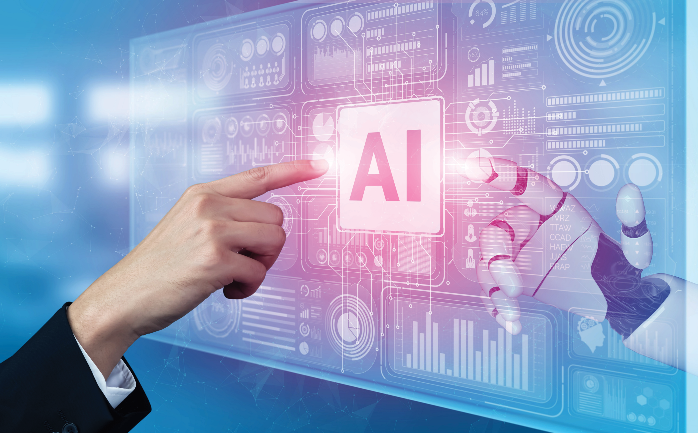 3D rendering artificial intelligence AI research of robot and cyborg development for future of people living. Digital data mining and machine learning technology design for computer brain.